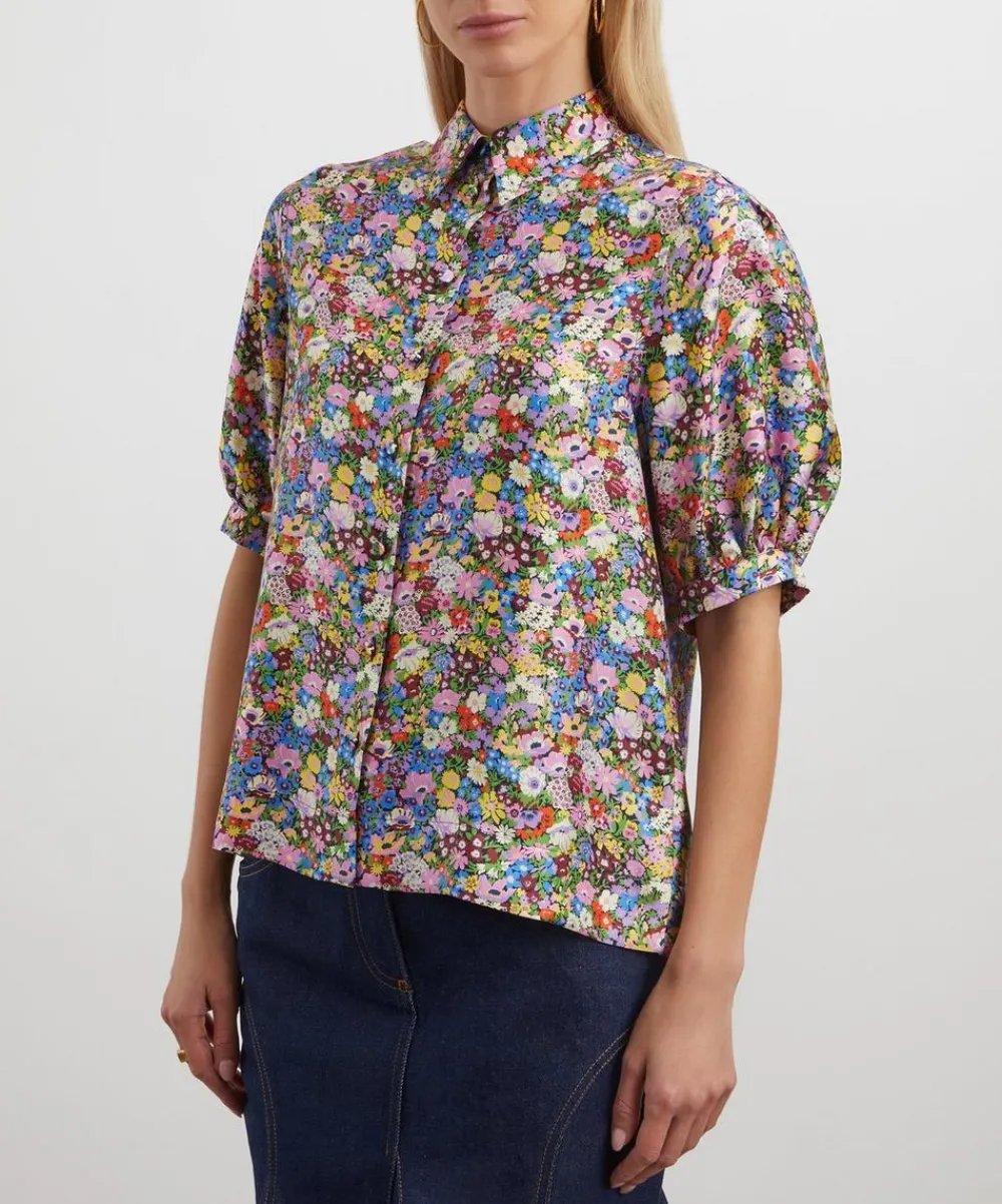 Liberty Tops^Thorpeness Silk Puff-Sleeve Shirt