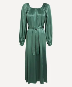 Kori Dresses^Thyme Satin Gathered Midi Dress