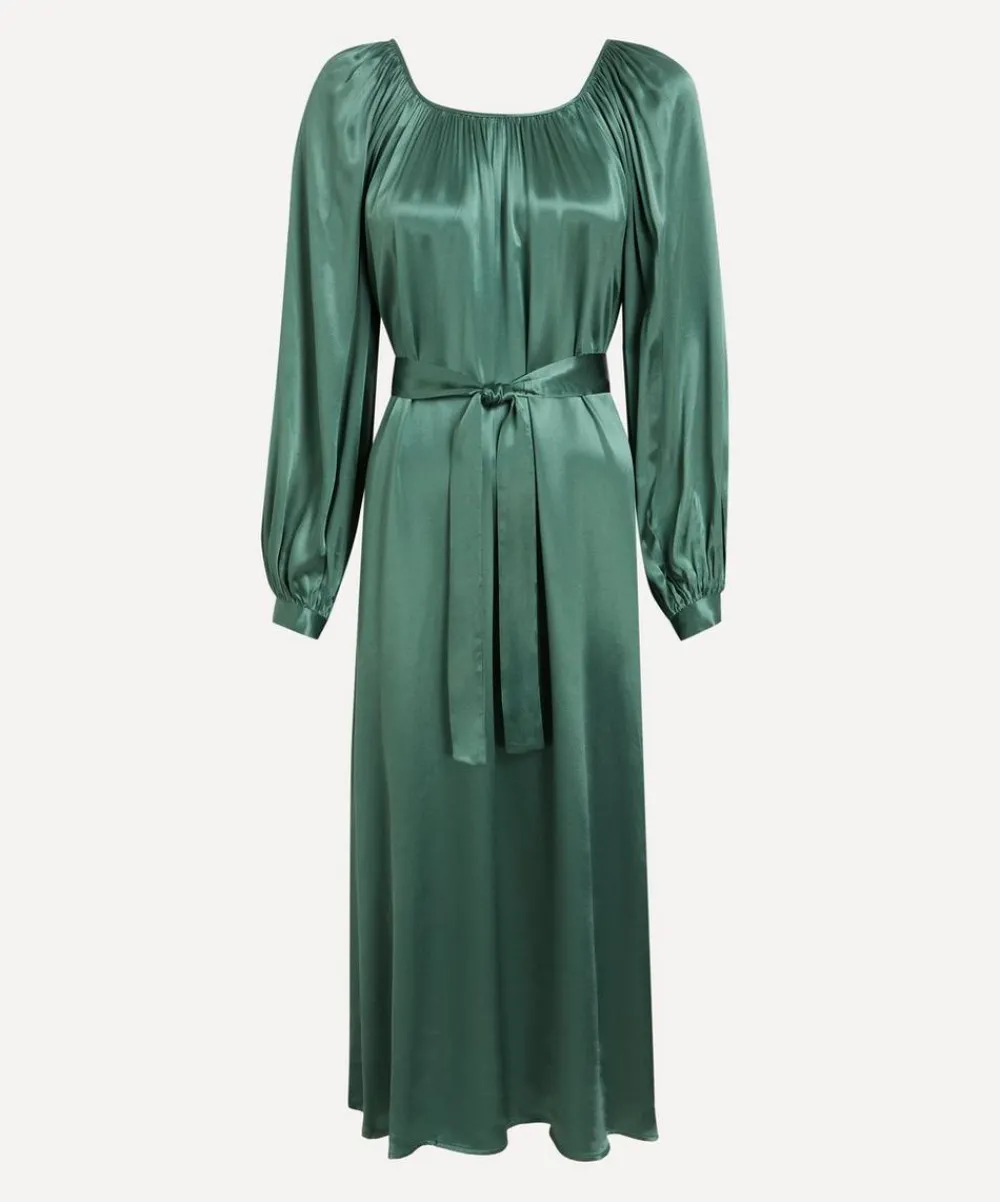 Kori Dresses^Thyme Satin Gathered Midi Dress