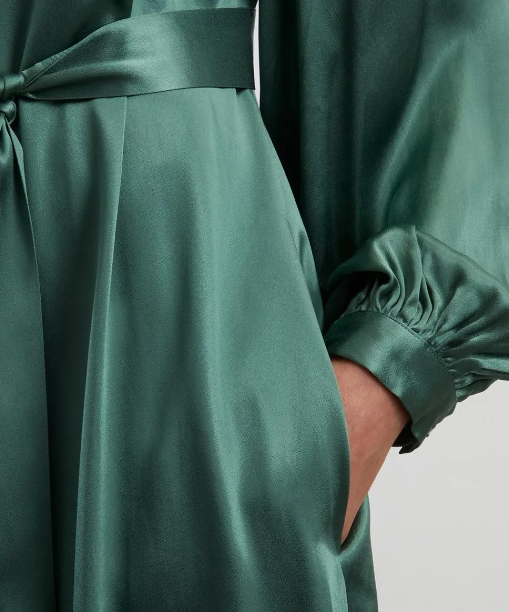 Kori Dresses^Thyme Satin Gathered Midi Dress