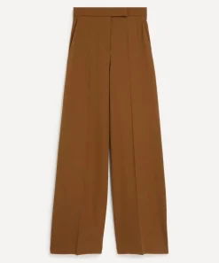 Max Mara Trousers & Shorts^Tobacco Gabardine Wool Wide Leg Trousers