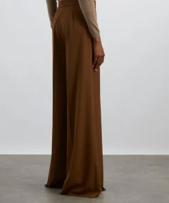 Max Mara Trousers & Shorts^Tobacco Gabardine Wool Wide Leg Trousers