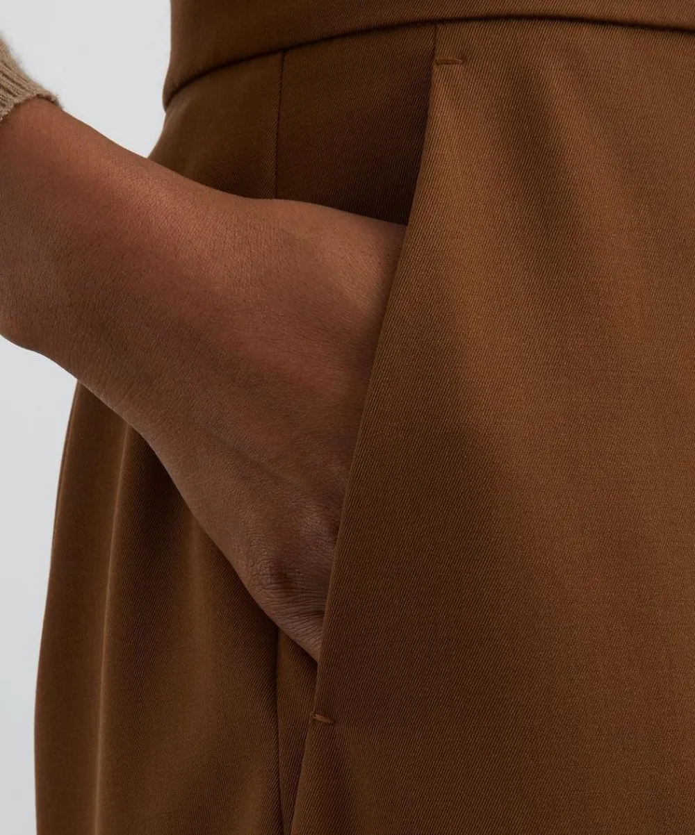Max Mara Trousers & Shorts^Tobacco Gabardine Wool Wide Leg Trousers