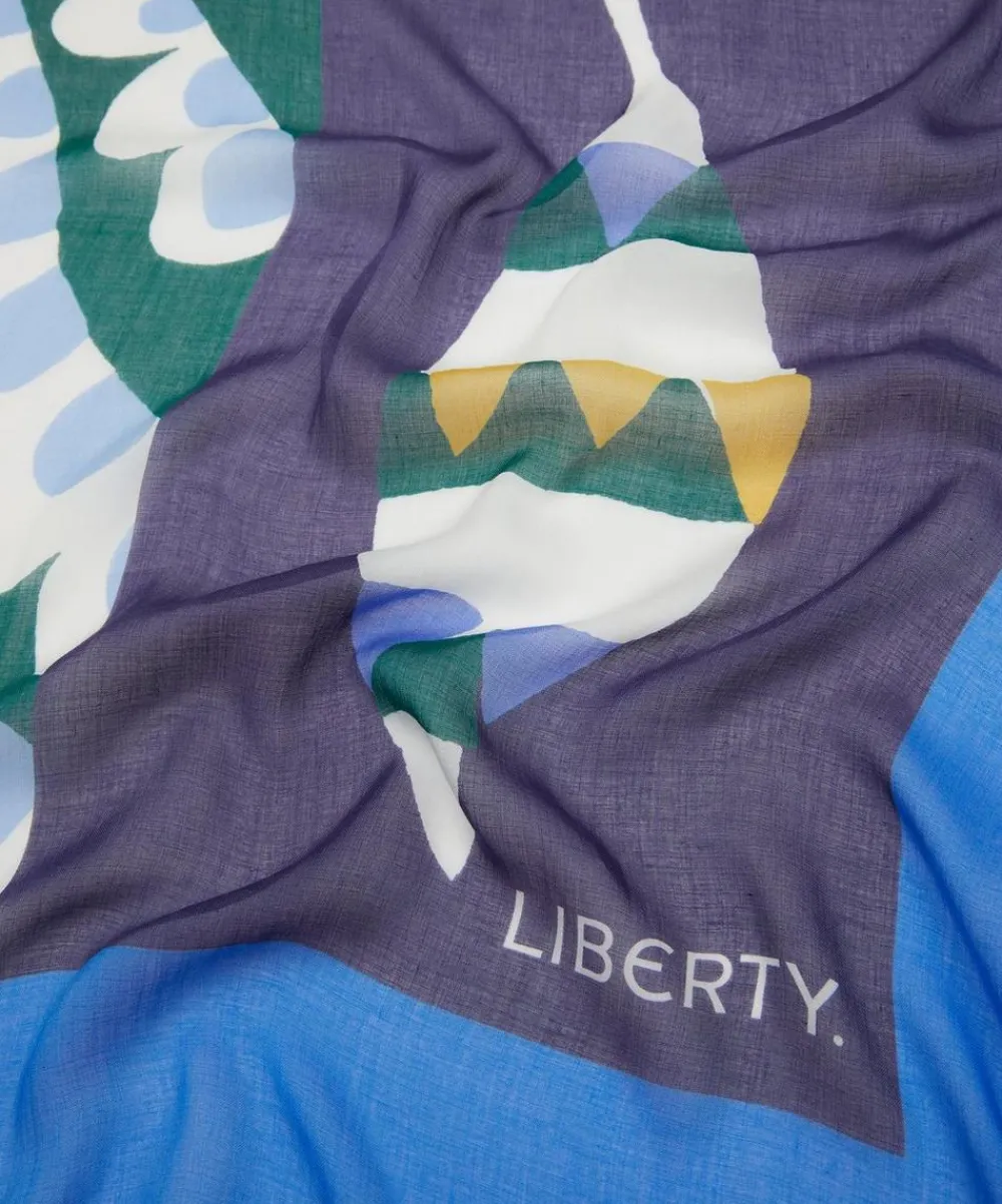 Liberty Scarves^Tropical Floral 135X135 Modal-Cashmere Scarf
