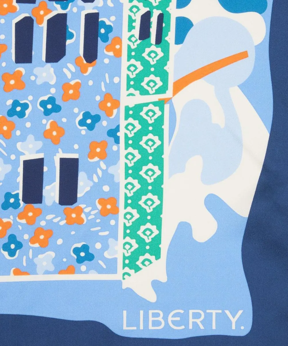 Liberty Scarves^Tudor Patchwork 90x90 Silk Scarf