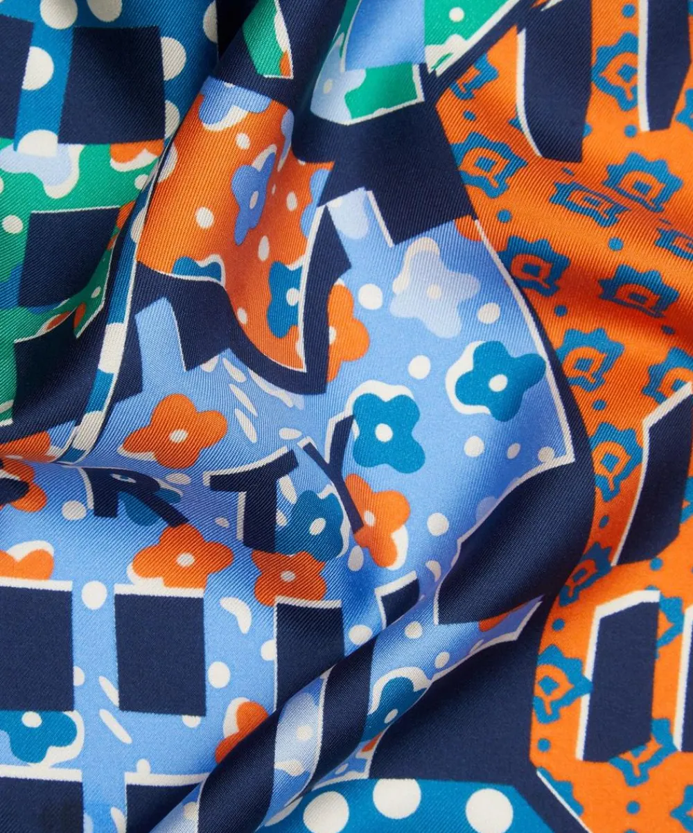 Liberty Scarves^Tudor Patchwork 90x90 Silk Scarf