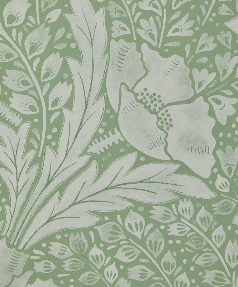 Liberty Interiors Wallpaper^Tudor Poppy in Fern