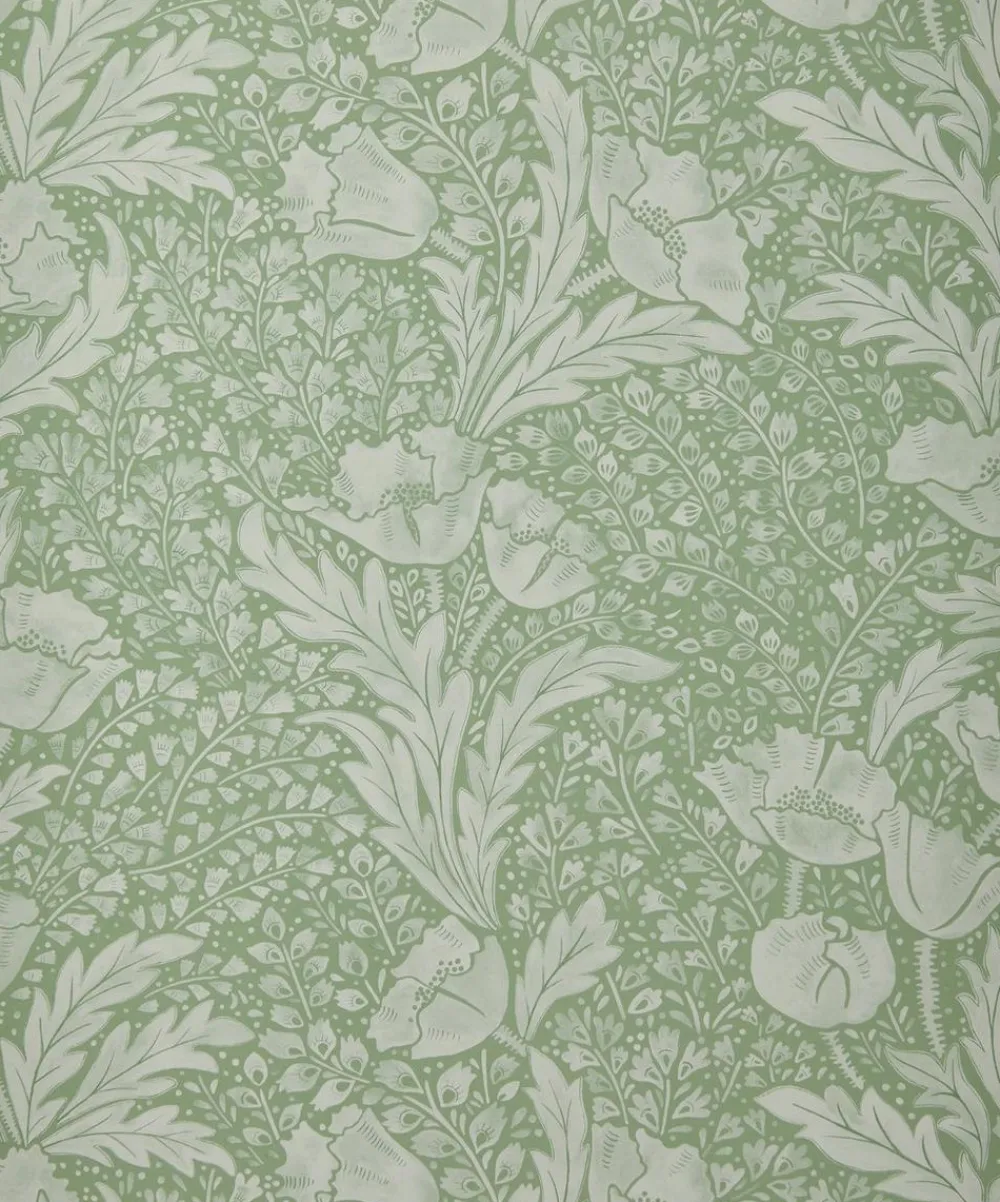 Liberty Interiors Wallpaper^Tudor Poppy in Fern