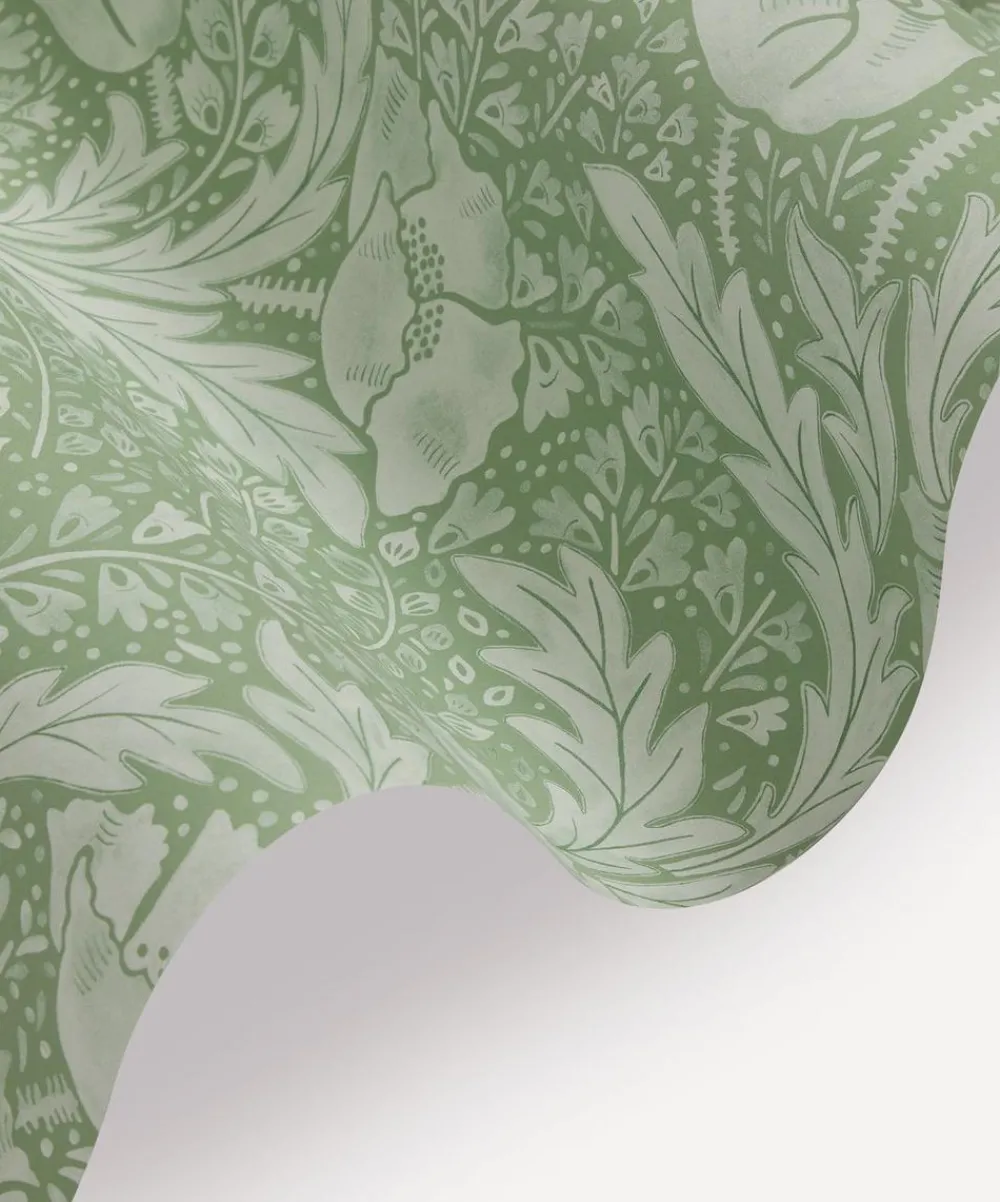 Liberty Interiors Wallpaper^Tudor Poppy in Fern