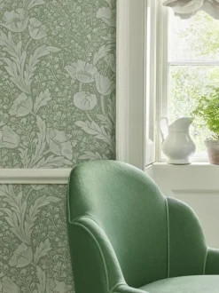 Liberty Interiors Wallpaper^Tudor Poppy in Fern