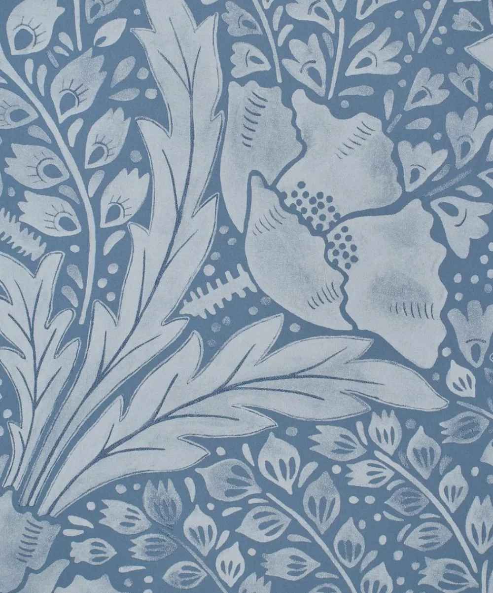Liberty Interiors Wallpaper^Tudor Poppy in Lapis