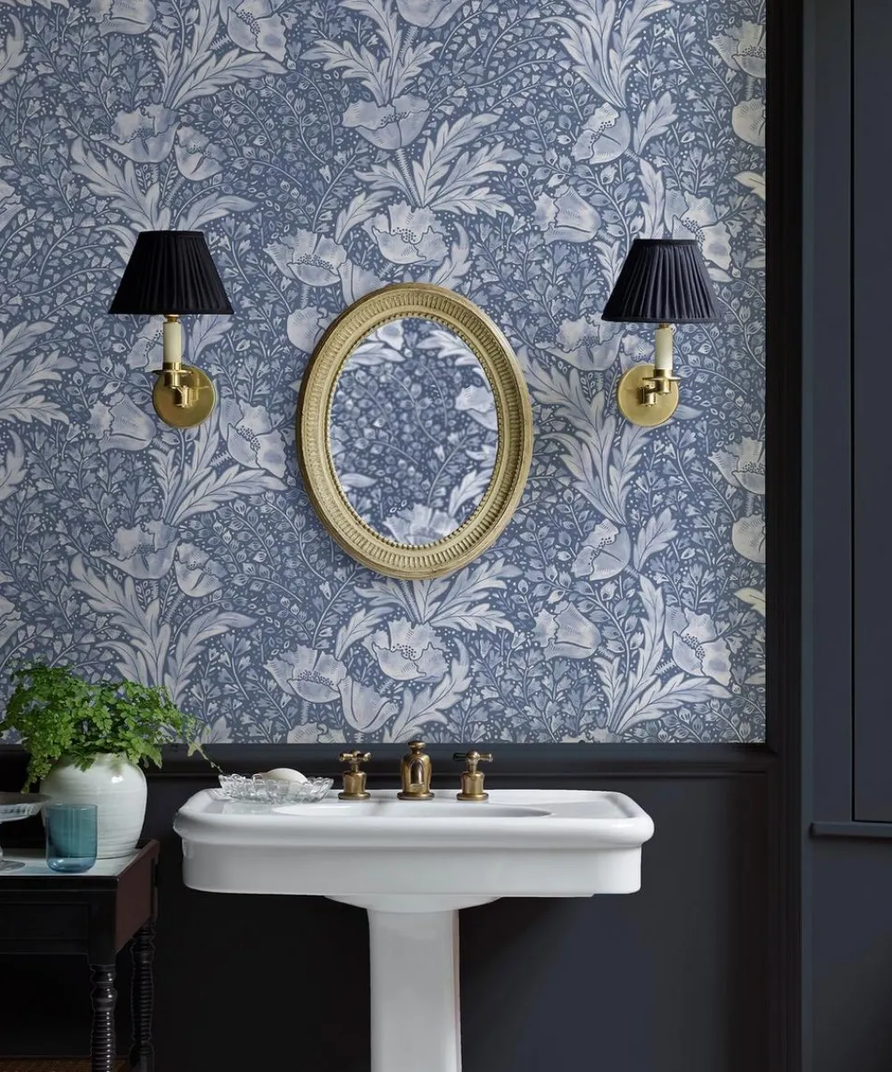 Liberty Interiors Wallpaper^Tudor Poppy in Lapis