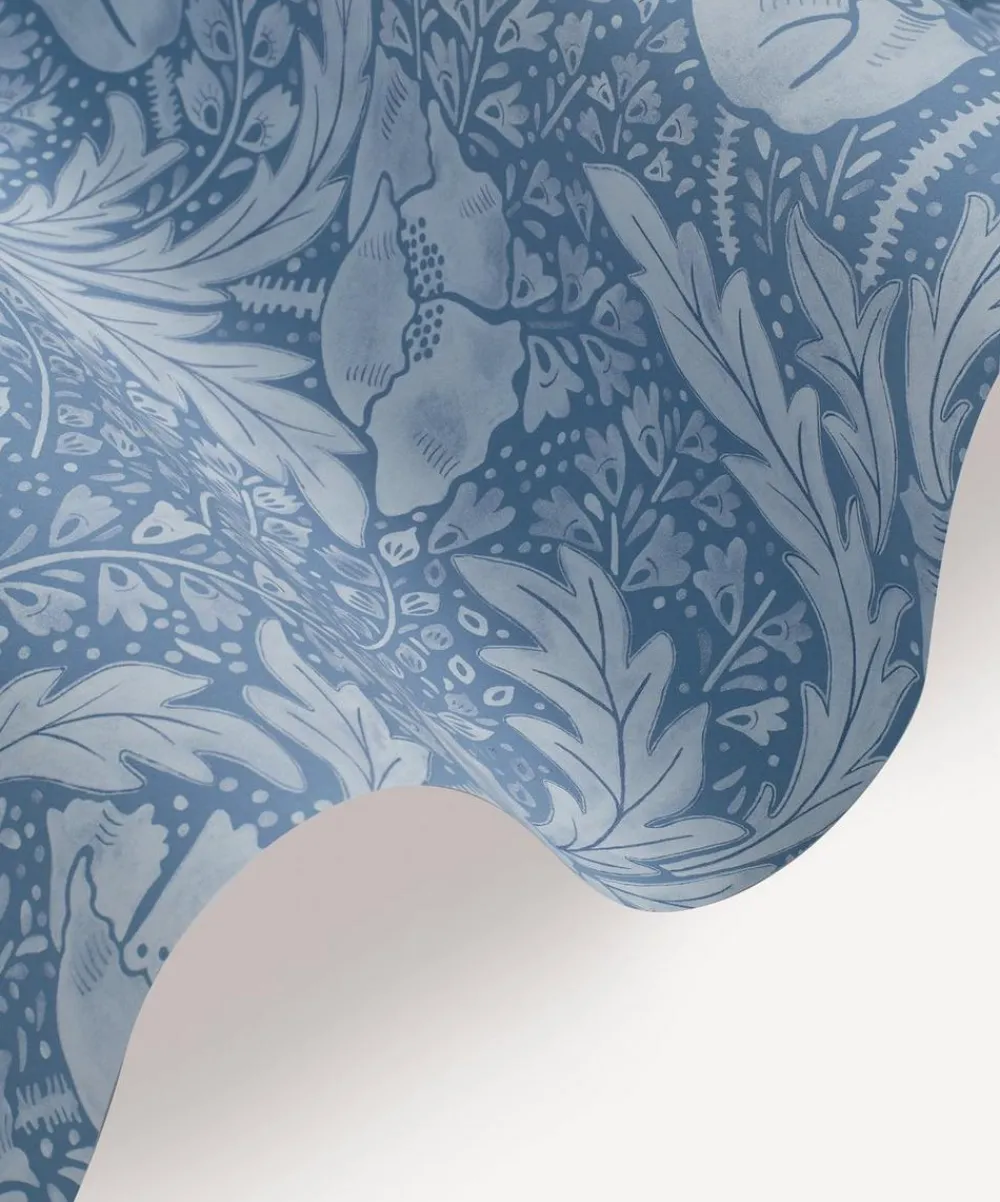 Liberty Interiors Wallpaper^Tudor Poppy in Lapis