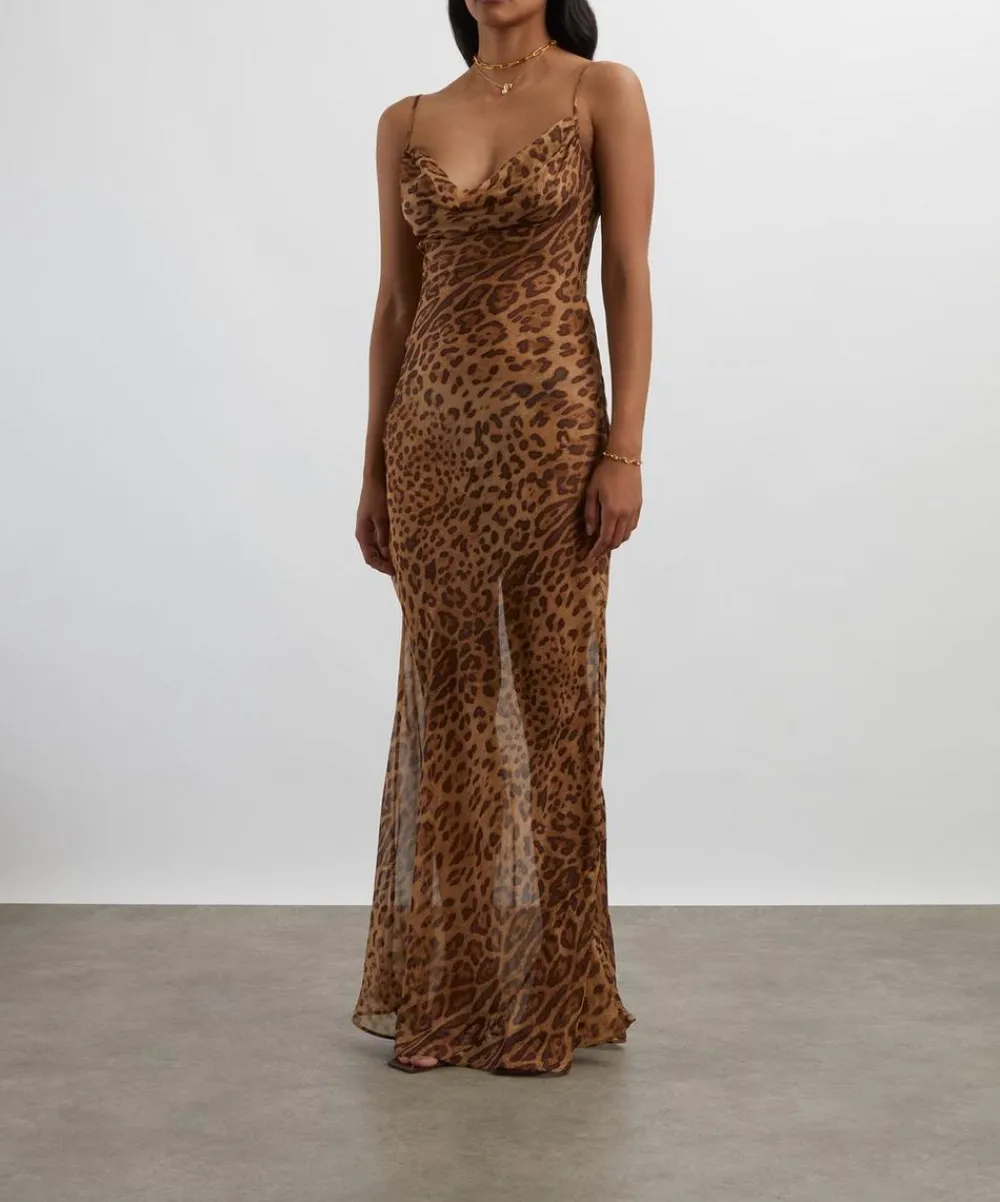 Rat & Boa Dresses^Valentina Silk Leopard Print Maxi Dress