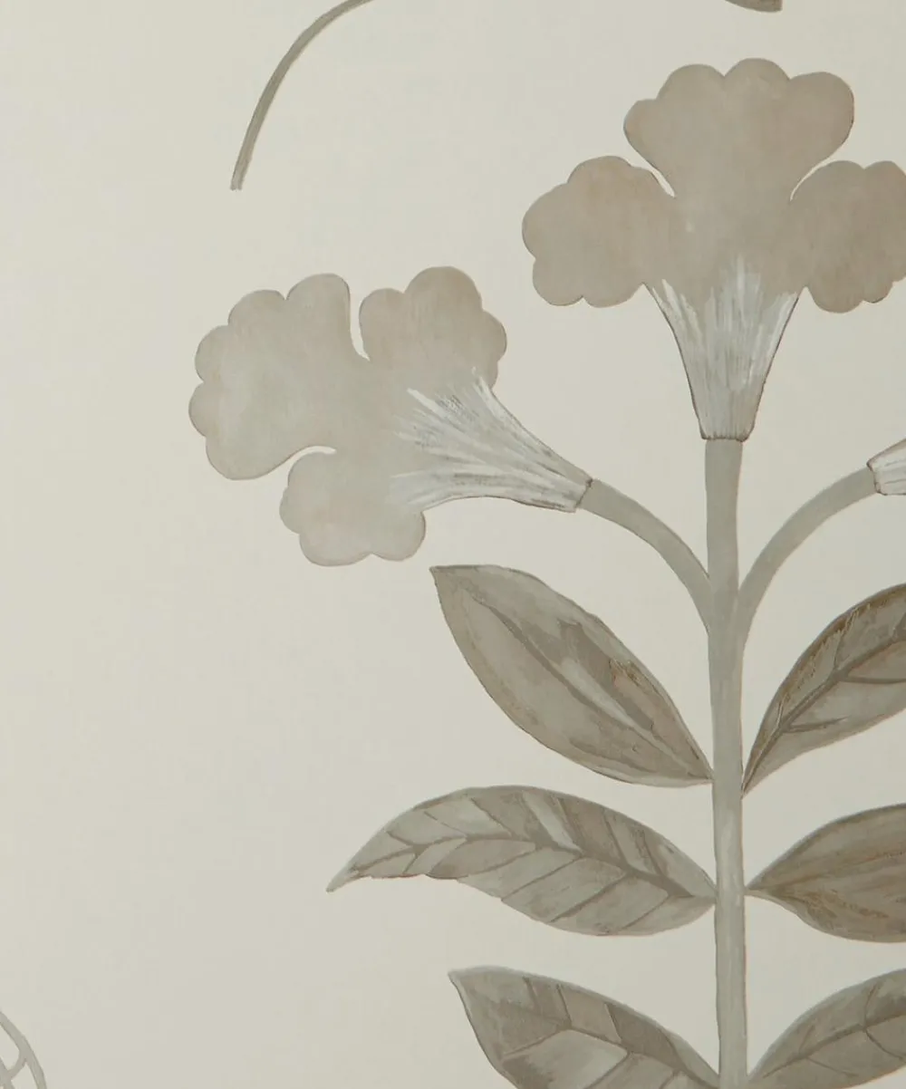 Liberty Interiors Wallpaper^Wallpaper Swatch - Botanical Stripe in Pewter White