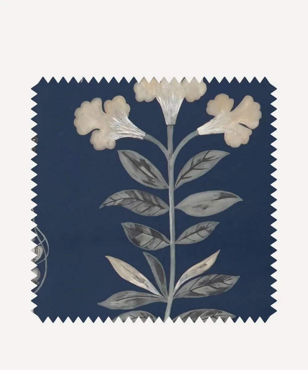 Liberty Interiors Wallpaper^Wallpaper Swatch - Botanical Stripe in Pewter Blue
