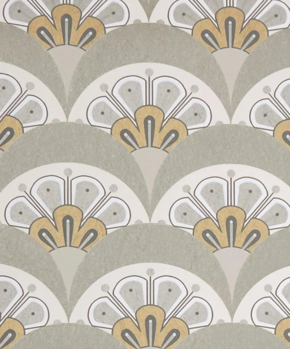 Liberty Interiors Wallpaper^Wallpaper Swatch - Deco Scallop in Pewter White