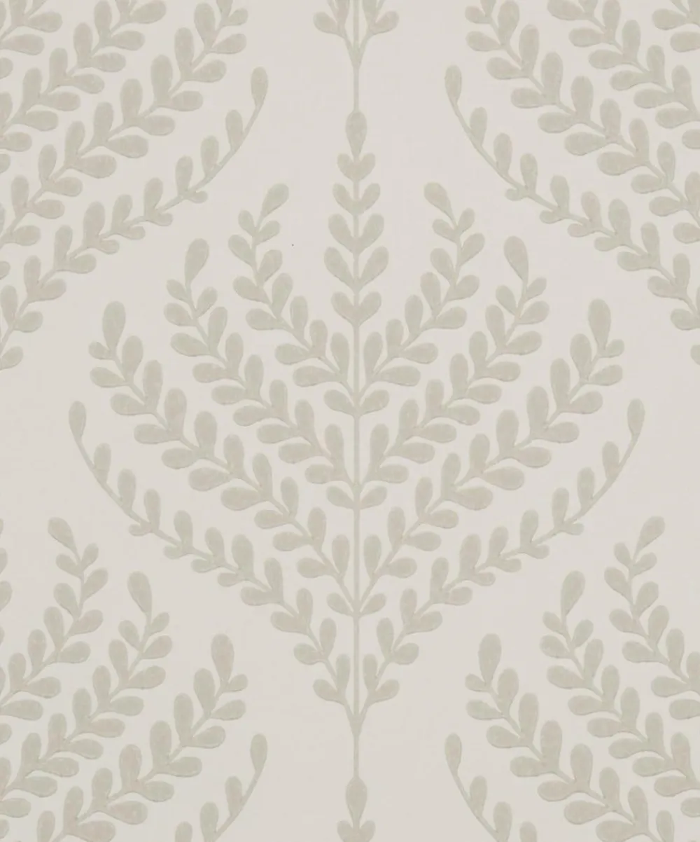 Liberty Interiors Wallpaper^Wallpaper Swatch - Paisley Fern in Pewter White