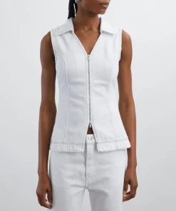 Aligne Tops^Whim Zip-Front Denim Top