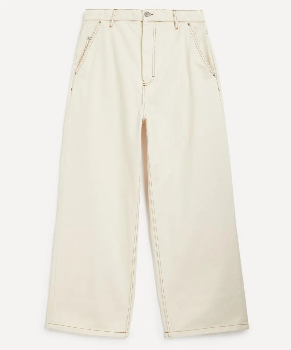 Ami Jeans^White Cream Wide Fit Jeans