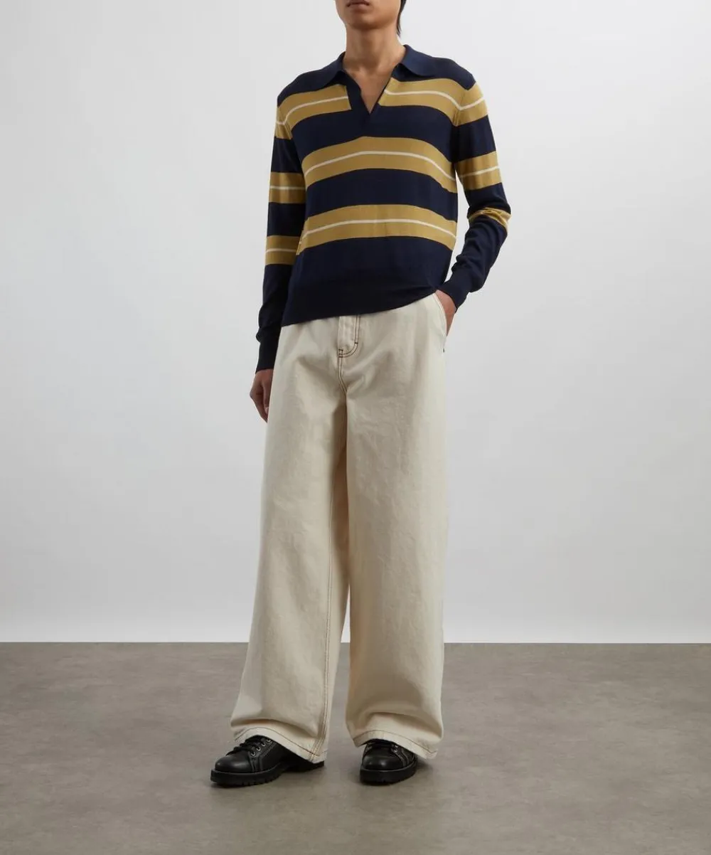 Ami Jeans^White Cream Wide Fit Jeans