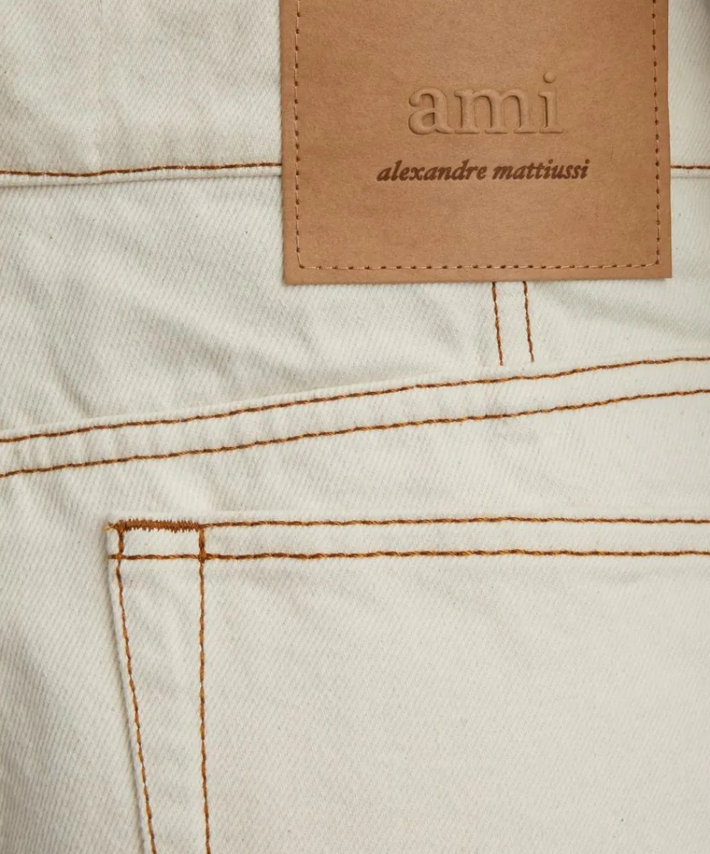 Ami Jeans^White Cream Wide Fit Jeans