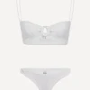 Hunza G Swimwear^White Misty Bikini with Pearly Hoops
