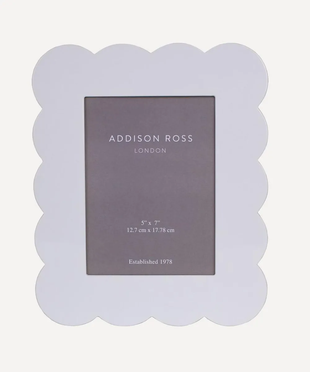 Addison Ross Wall Art^White Scalloped Lacquer 5x7” Photo Frame
