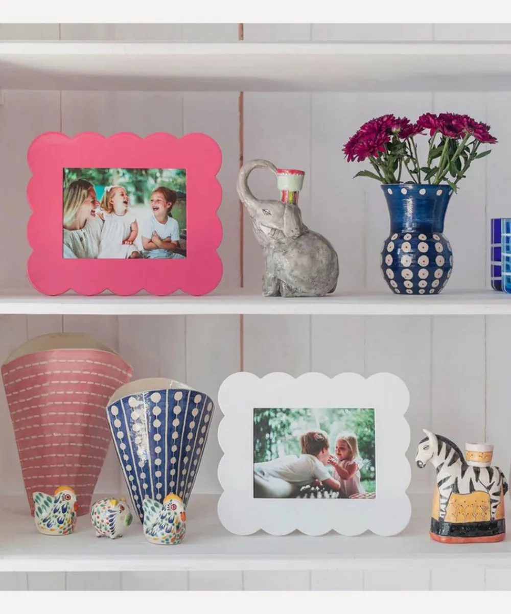 Addison Ross Wall Art^White Scalloped Lacquer 5x7” Photo Frame