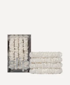 Slip Hair Styling|Wellness^White Skinny Silk Scrunchie Set of Four