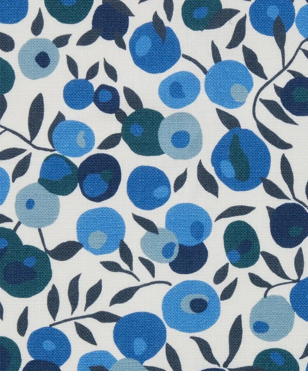 Liberty Interiors Furnishing Fabrics^Wiltshire Blossom Landsdowne Linen in Lapis Dark