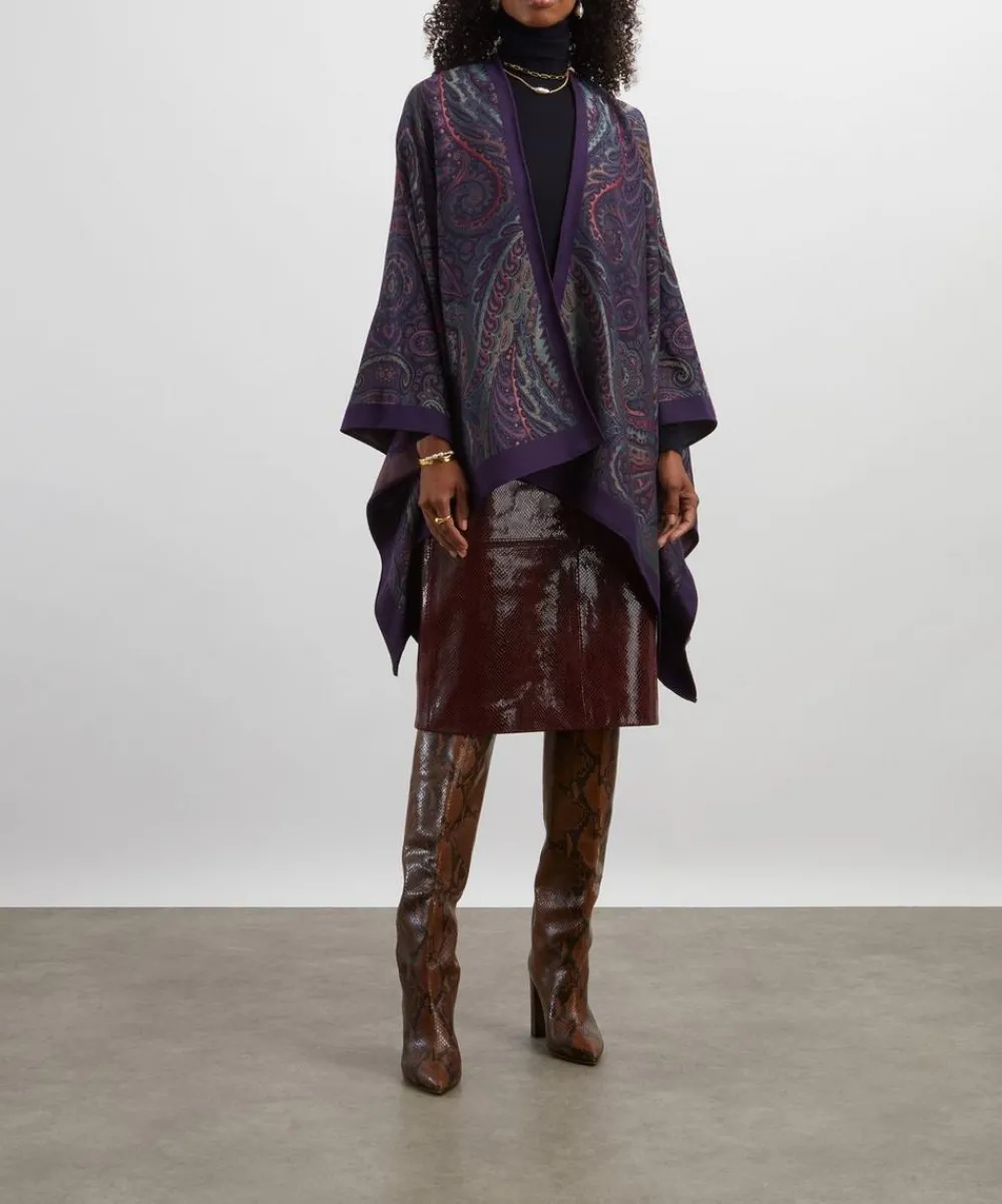 Etro Coats & Jackets^Wool-Blend Paisley Poncho