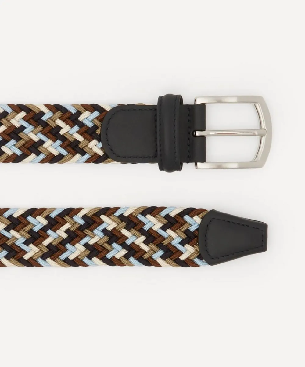 Anderson's Belts^Woven Elasticated Multicoloured Blue Belt