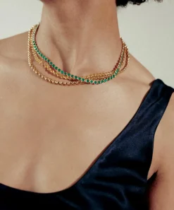 Monica Vinader Necklaces^X Kate Young 18ct Gold-Plated Vermeil Silver Gemstone Tennis Necklace