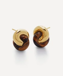 Monica Vinader Earrings^X Kate Young 18ct Gold-Plated Vermeil Silver Gemstone Link Stud Earrings