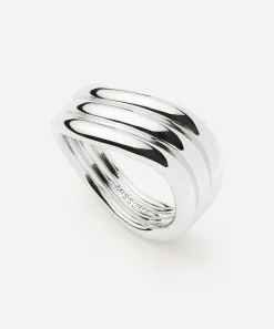 Missoma Rings^X Savi Rhodium-Plated Signature Triple Ring