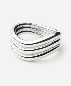 Missoma Rings^X Savi Rhodium-Plated Signature Triple Ring