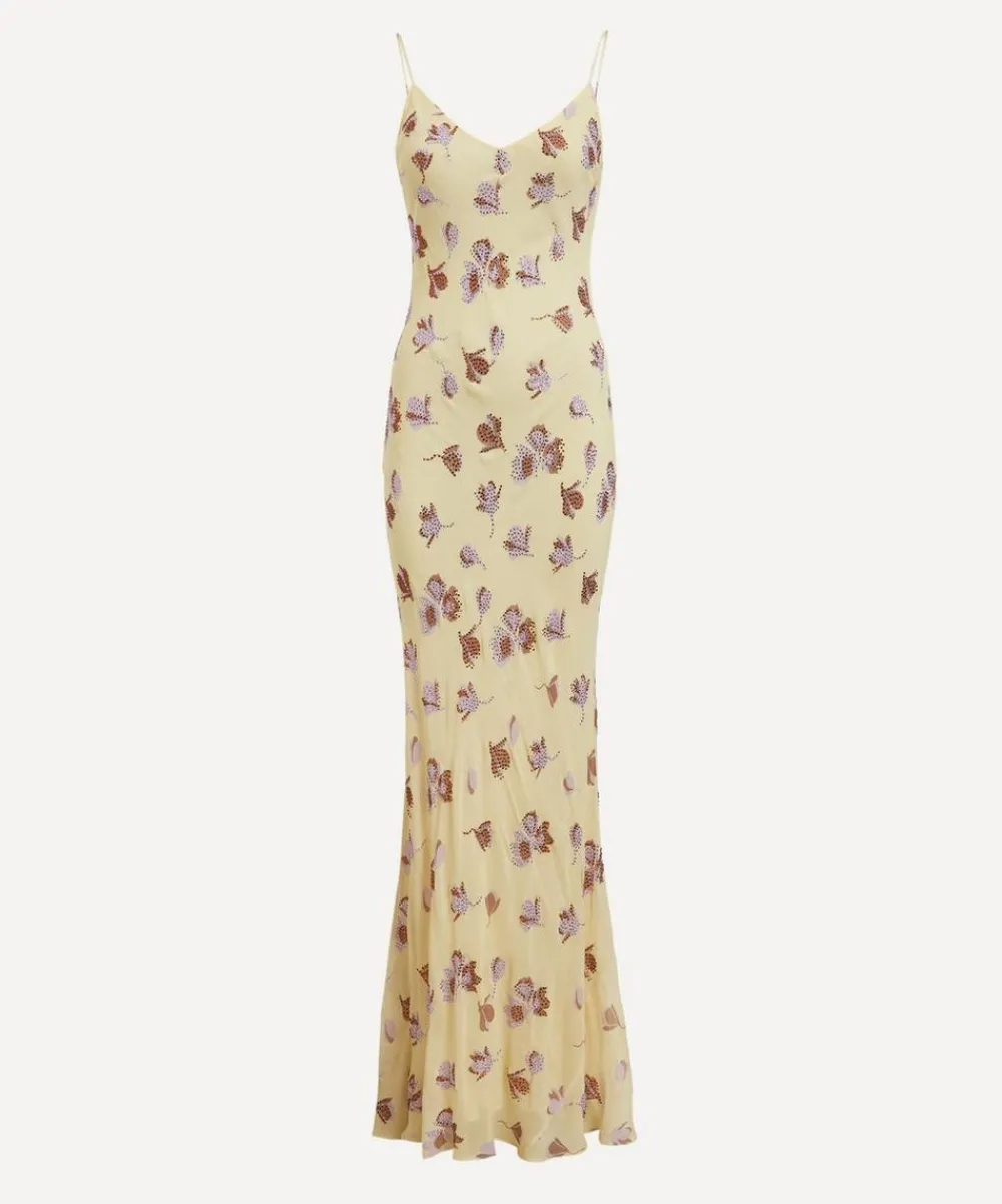 Self-Portrait Dresses^Yellow Floral Rhinestone Maxi Dress