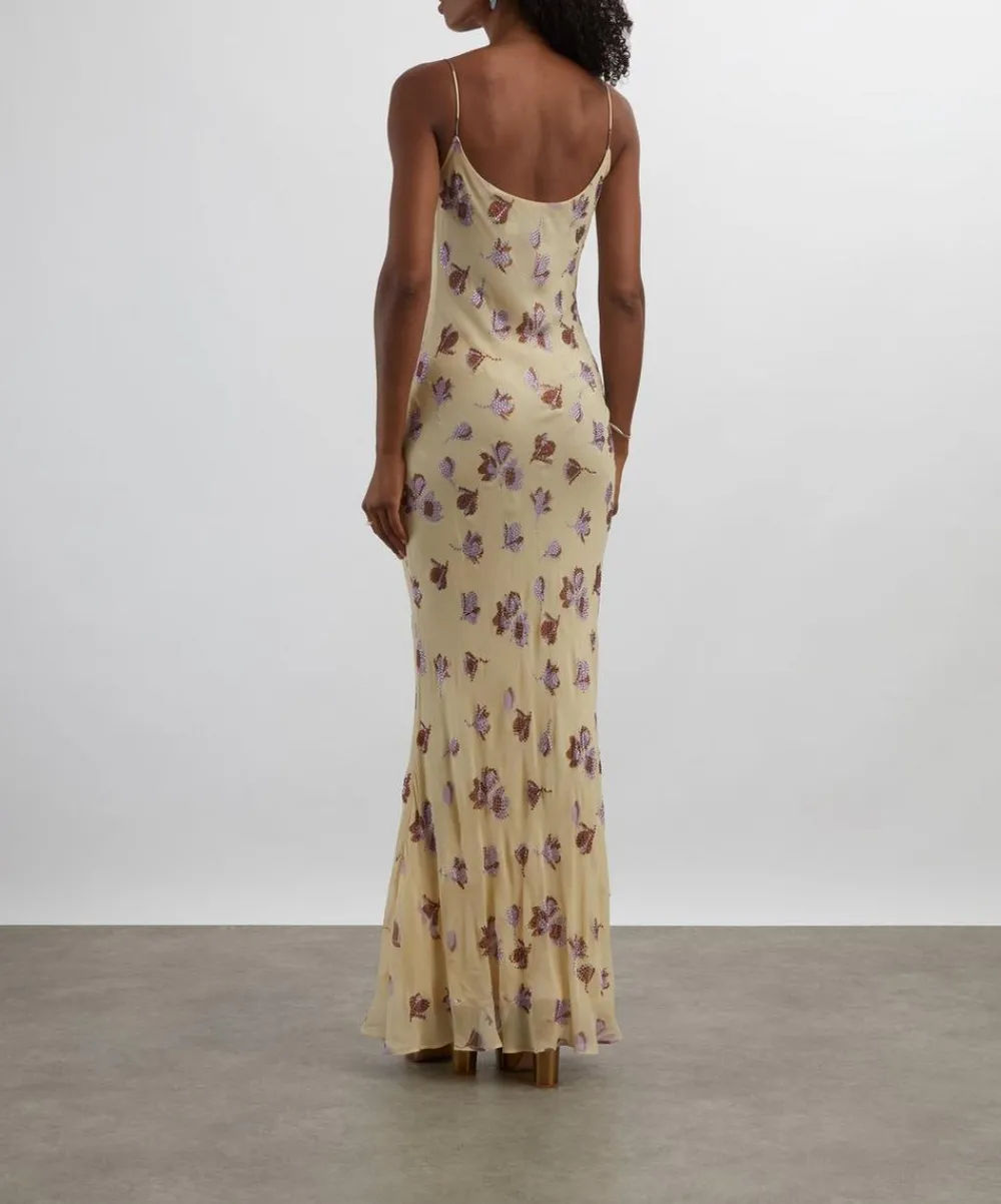 Self-Portrait Dresses^Yellow Floral Rhinestone Maxi Dress